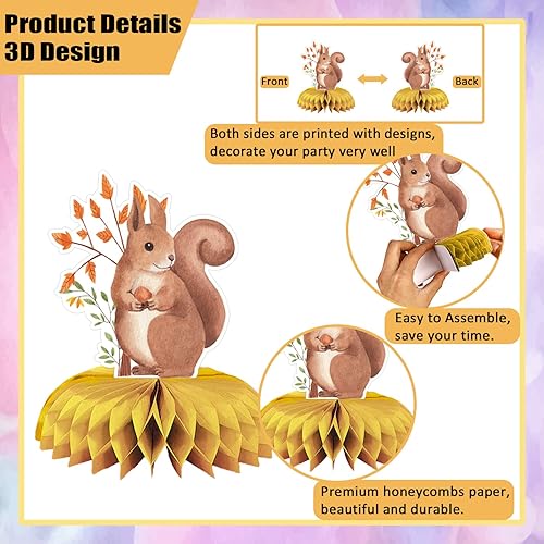 Miniatura 4 de 9 piezas de centro de mesa de nido de abeja de animales del bosque, decoración de baby shower, decoración 3D para Wild One, camping, fiesta,