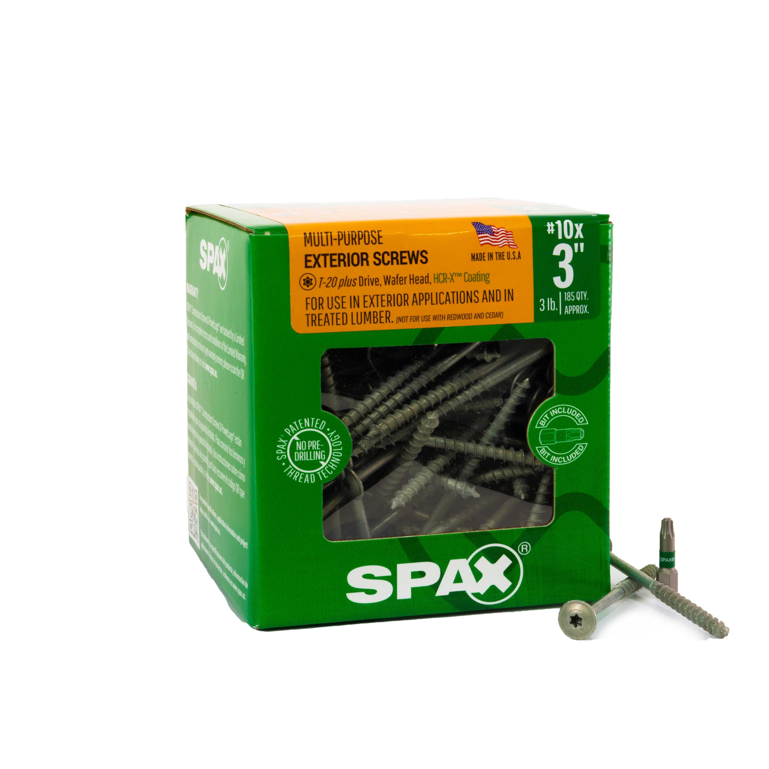 SPAX #10 x 3 Exterior Wafer Head Wood Screws Construction Torx T-Star Plus (185 EA) 3 LB Bit Included Rust Resistant