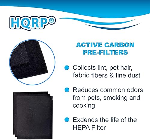 Miniatura 2 de HQRP Paquete de 6 filtros de carbono compatibles con Hamilton Beach 04922 de repuesto para los modelos TrueAir 04160, 04161, se adapta al filtro