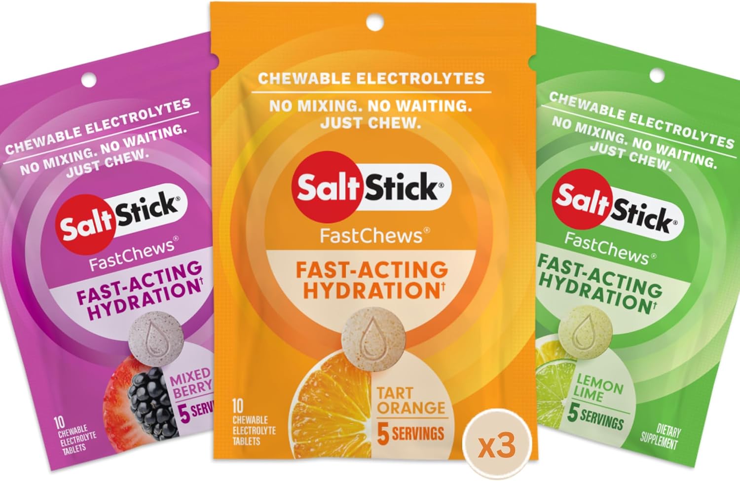 SaltStick Electrolyte FastChews - 90 Count Best Sellers Variety Pack - Chewable Electrolyte Tablets for Hydration, Salt Tabs - 10 Count (Pack of 9)