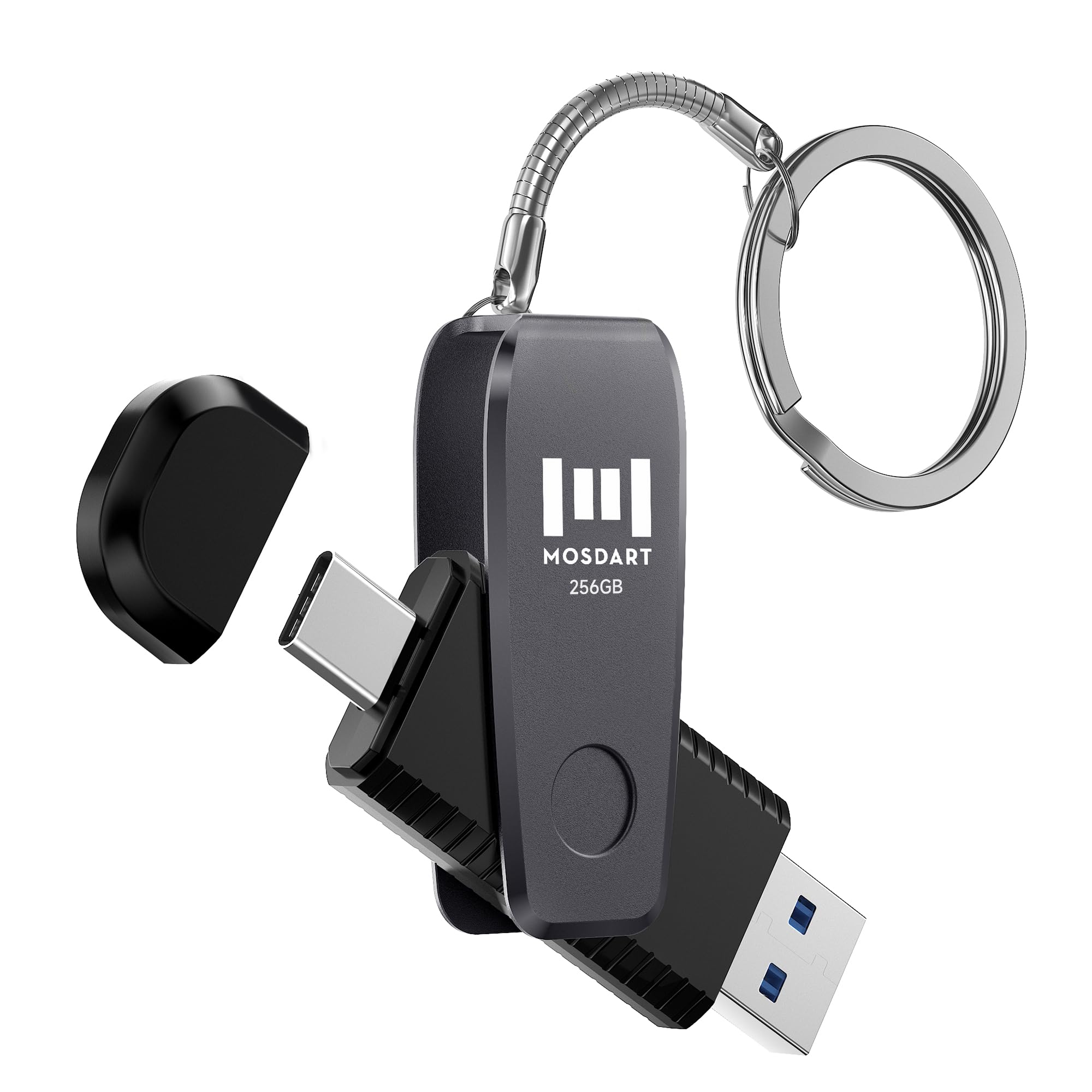 MOSDART Chiavetta USB C e A 3.1 da 256 GB, con portachiavi, colore: nero