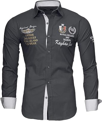 Kayhan Camisas Hombres Camisa Hombre Manga Larga Ropa Camisas de Vestir  Slim fácil de Hierro Fit S M L XL XXL-6XL - Modello Monaco: Amazon.es: Ropa