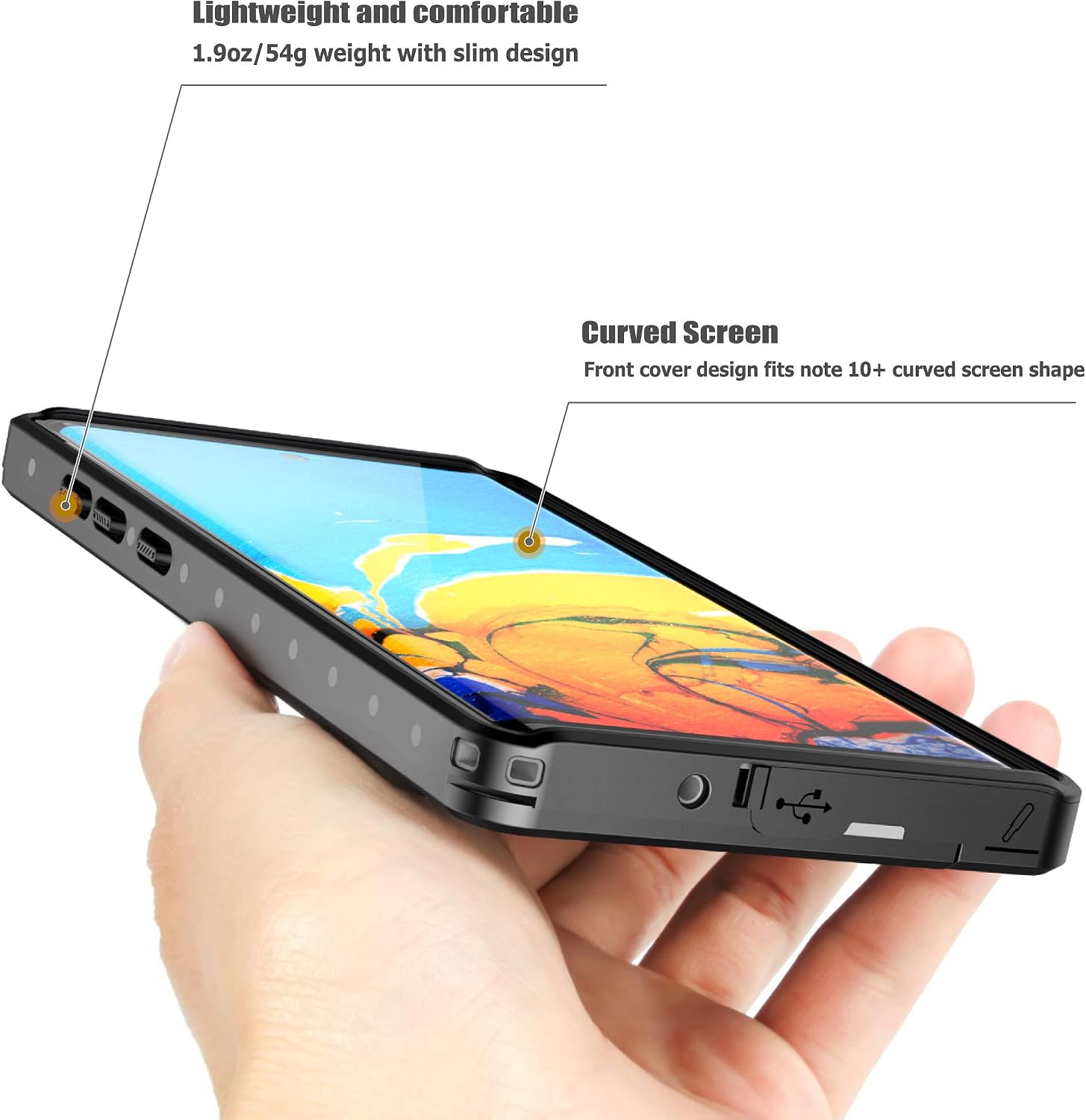 SPIDERCASE Galaxy Note 10+ Plus Waterproof Case, Built-in Screen Protector Fingerprint Unlock with Film, Shockproof Full Body Cover, Waterproof Case for Samsung Galaxy Note 10+ Plus/Pro/5G 2019