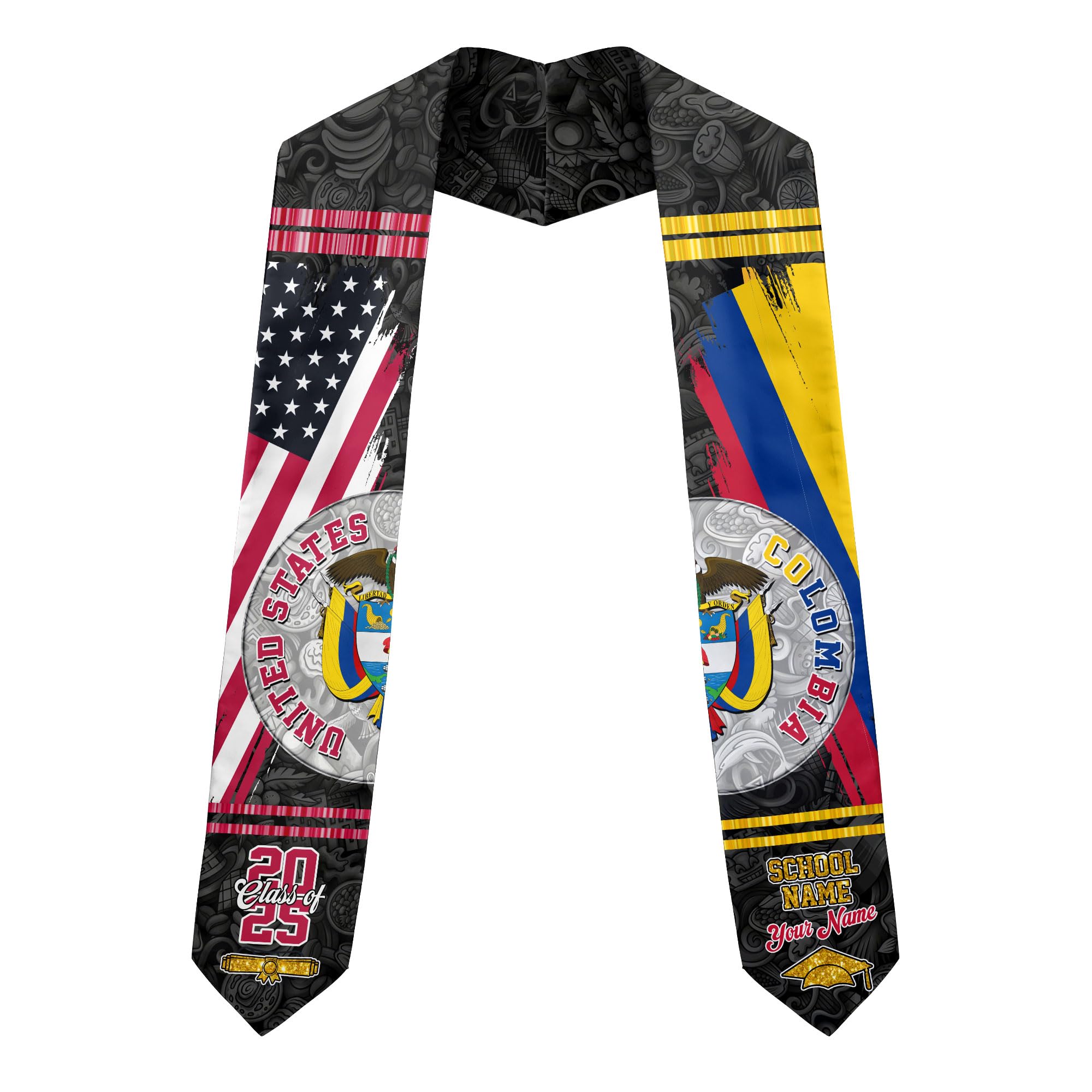 MonkeyVan Colombians Graduation Sash, Custom Colombians American Flag Graduation Sash 2025, Colombia Graduation Stole Clb13