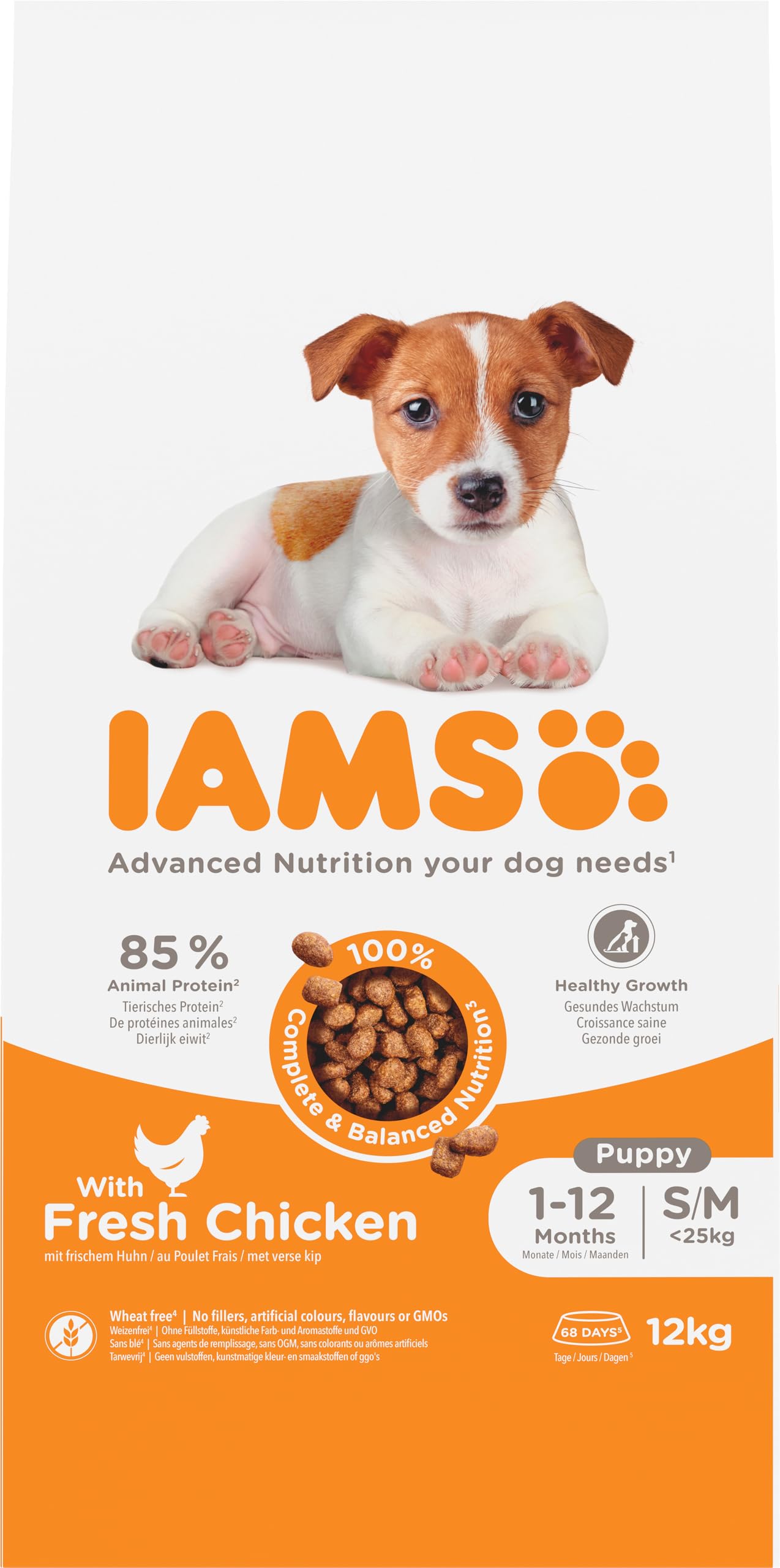 IAMS Dry Food for Small and Medium Puppies with Fresh Chicken, 12 kg