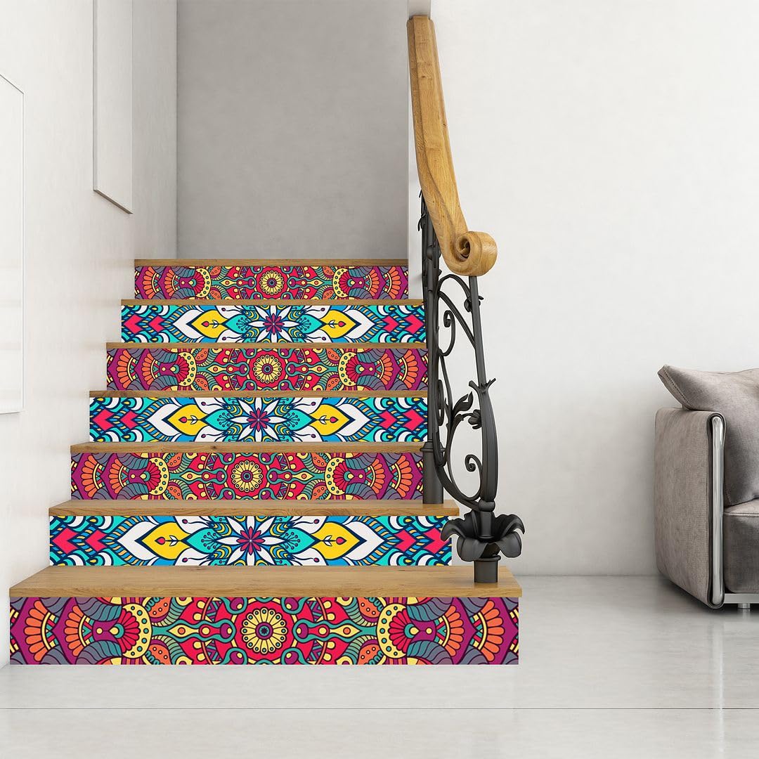 Colorful Mandala Stair Stickers - Transform Your Steps -1