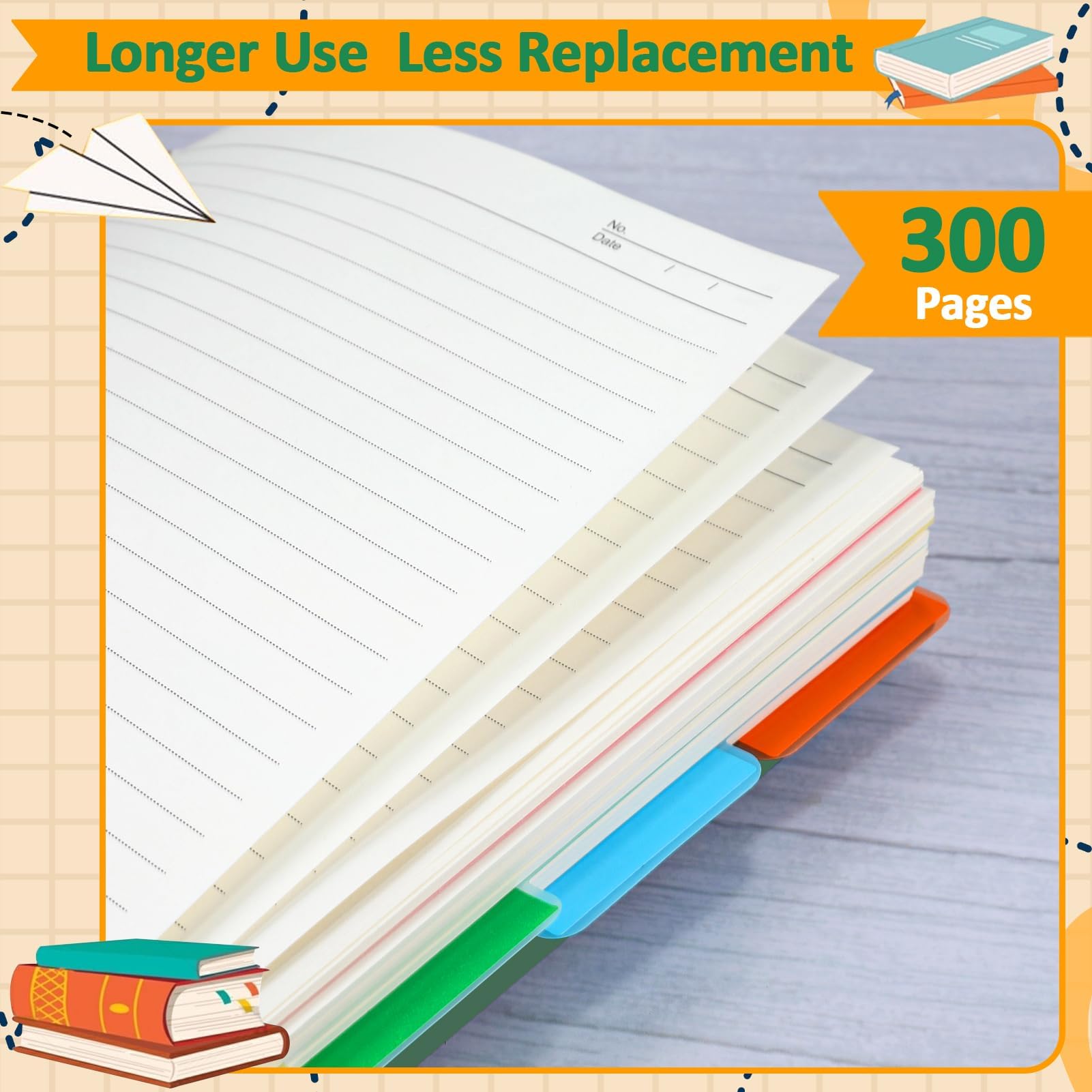 ihaspoko A5 Notebook with Dividers, 100GSM No-Bleed Paper, 300 Pages, PVC Hardcover - Image 4
