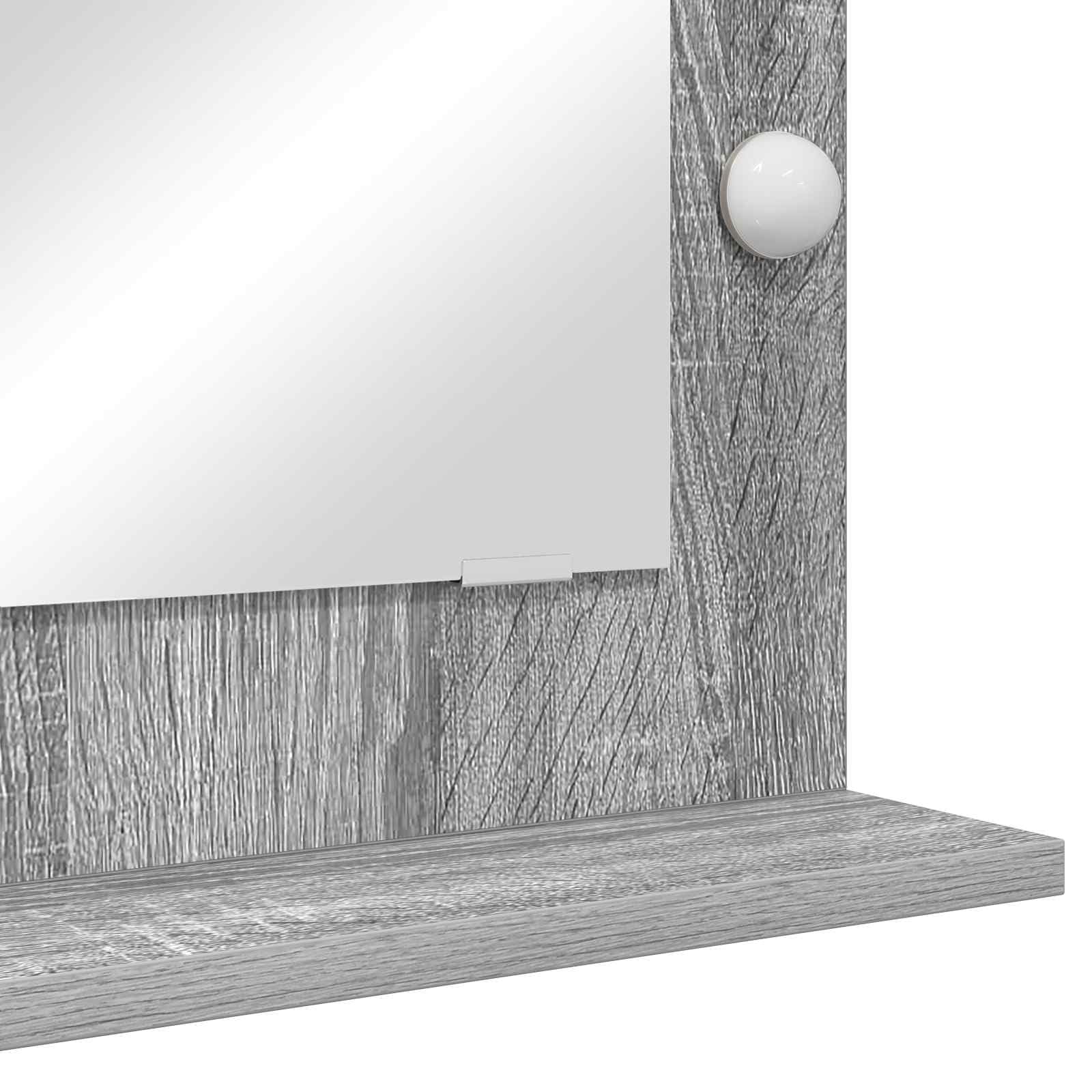 Lustro umywalkowe LED, prostokątne, szare, 70 x 50 x 18 cm, z ciepłym białym światłem, zasilane przez USB, do łazienki i sypialni, montaż ścienny