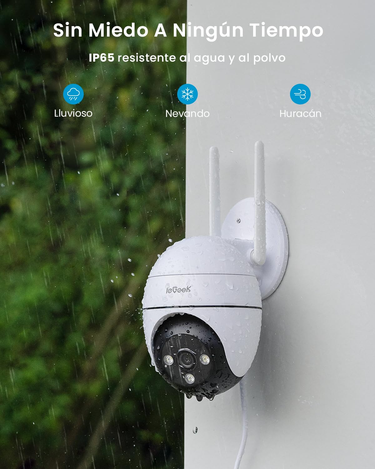 ieGeek 2K Camara Vigilancia WiFi Exterior con Eléctrico, PTZ 355°, Detección de Humano, Seguimiento Automático, Visión Nocturna Color, Alarma de Luz y Sonido, Grabación Continua(2 PCS)