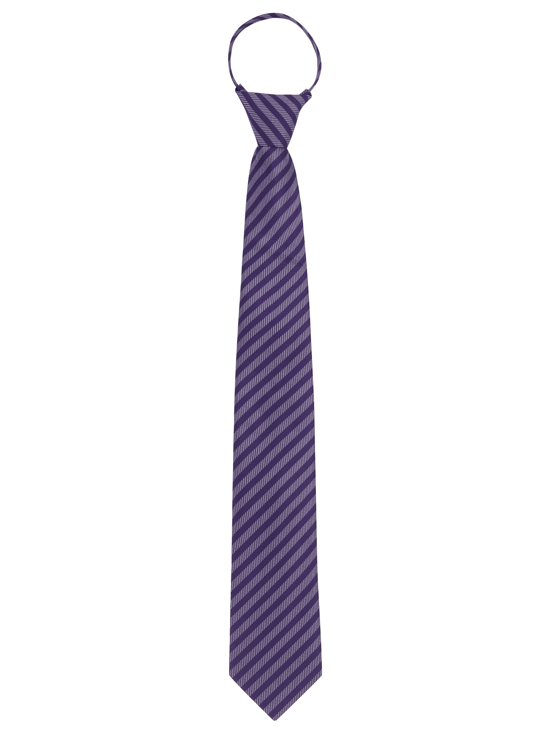 Wanying Men's H Striped Purple 2.75''/ 7Cm Narrow Tie Pre-Tied With Zipper Security Safety Slim Necktie Neckwear Casual Business Length 18.89''/ 48Cm - Striped Purple