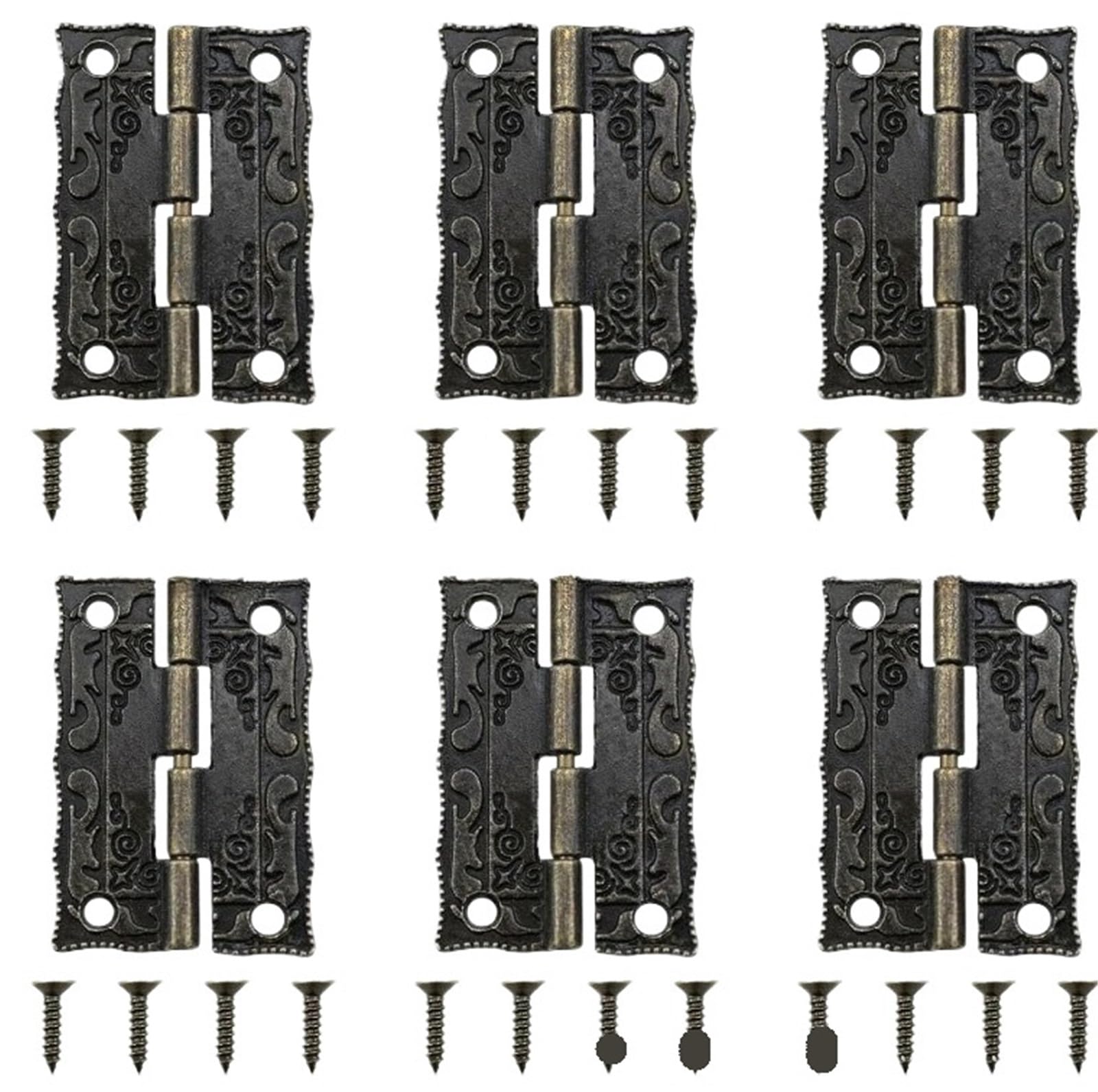 Kdhcvkz 6Pcs Antique Bronze Cabinet Door Hinge Furniture Hinges With Screws