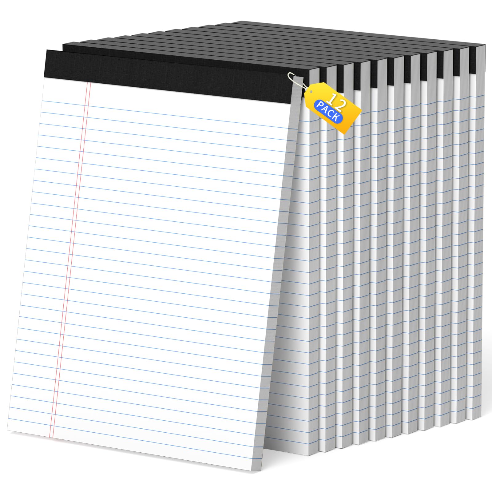 Legal Pads 8 5 x 11 White Note Pads Wide Ruled Paper - 12 Pack 600 Sheets Total