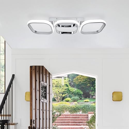 CANEOE Lámparas de techo LED modernas lámpara de techo LED de 33 W 3 cuadrados montaje empotrado 6000 K luz blanca fría cerca de techo para pasillo