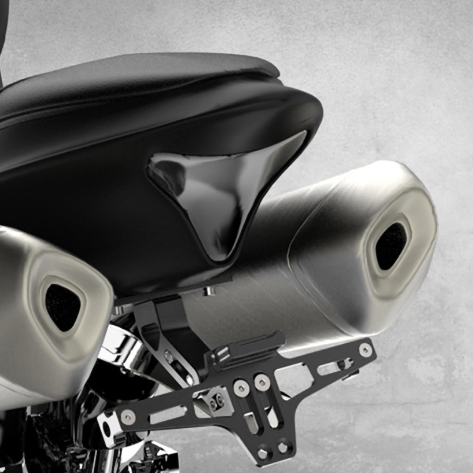 Qiilu - Soporte de matrícula para moto, soporte de matrícula telescópico ajustable de aleación de aluminio con luz LED(Negro)