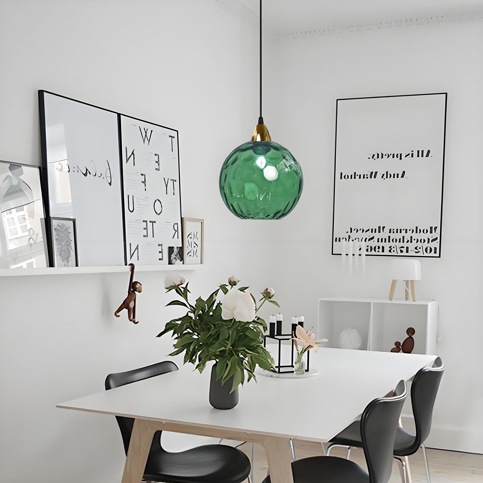 XIRYTU-H 15cm/5.9’’ Industrial Vintage Spherical Glass Pendant Light, E27 Ceiling Hanging Lamp - Image 4