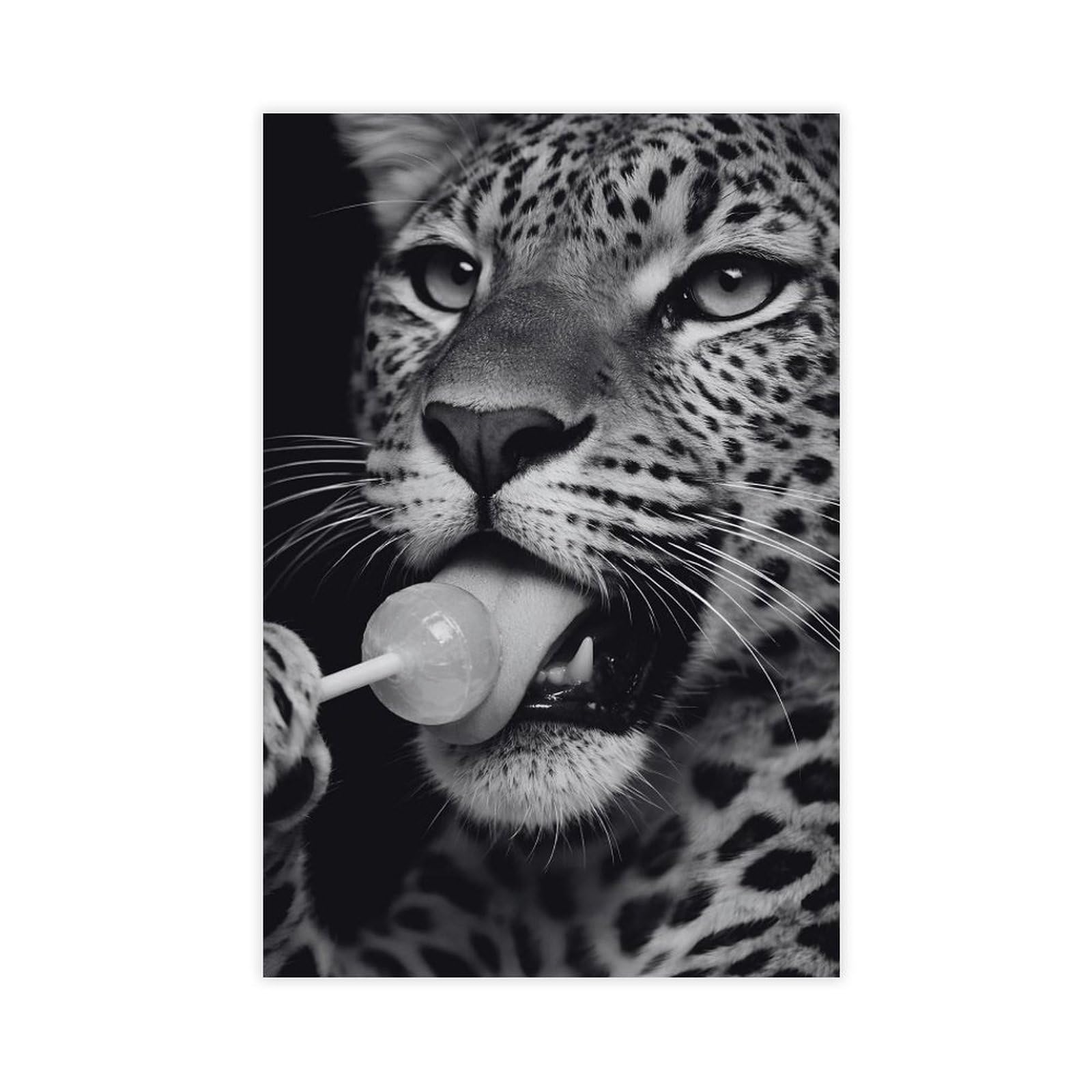 MRYCQ Leopard with Lollipop Poster Canvas Poster for Dorm Room Decor Gift