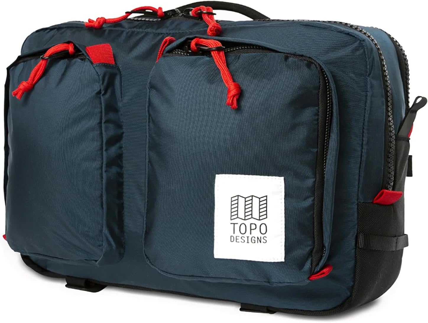 Topo Designs Global Briefcase - Bold Daily Carry Bag, Commute + Travel Pack, Personal Item Compliant, Laptop Sleeve, Removable Adjustable Shoulder Strap, Stowable Backpack Straps (Eco-Friendly/Navy)