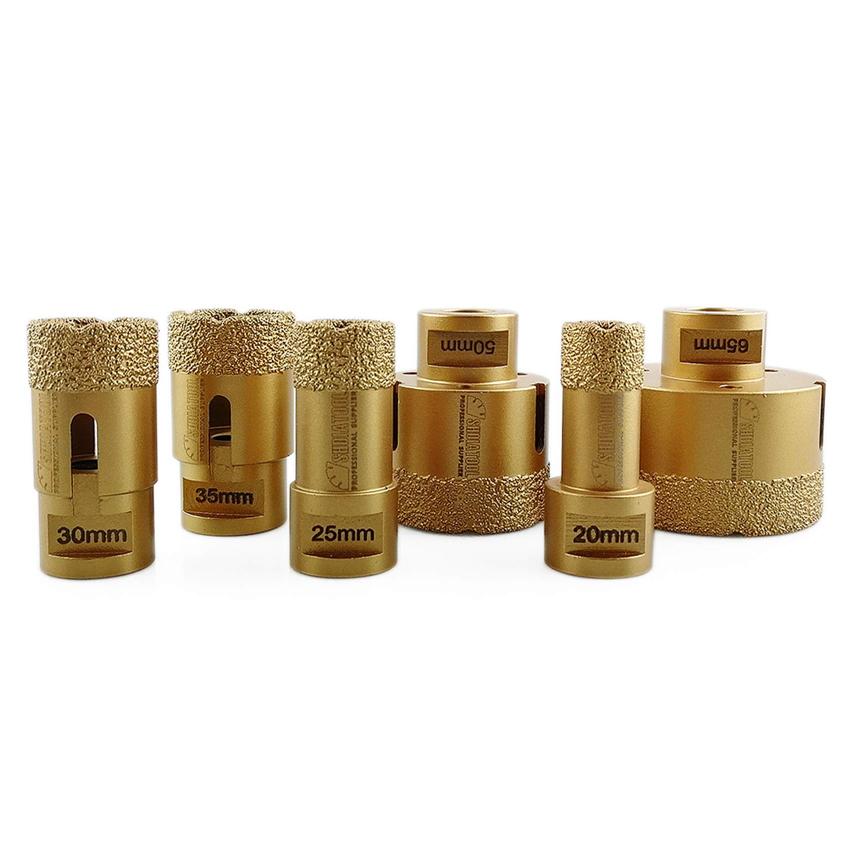 SHDIATOOL 6pcs Diamond Drill Core Bits Set Diameter 20 25 30 35 50 65mm for Porcelain Tile Granite