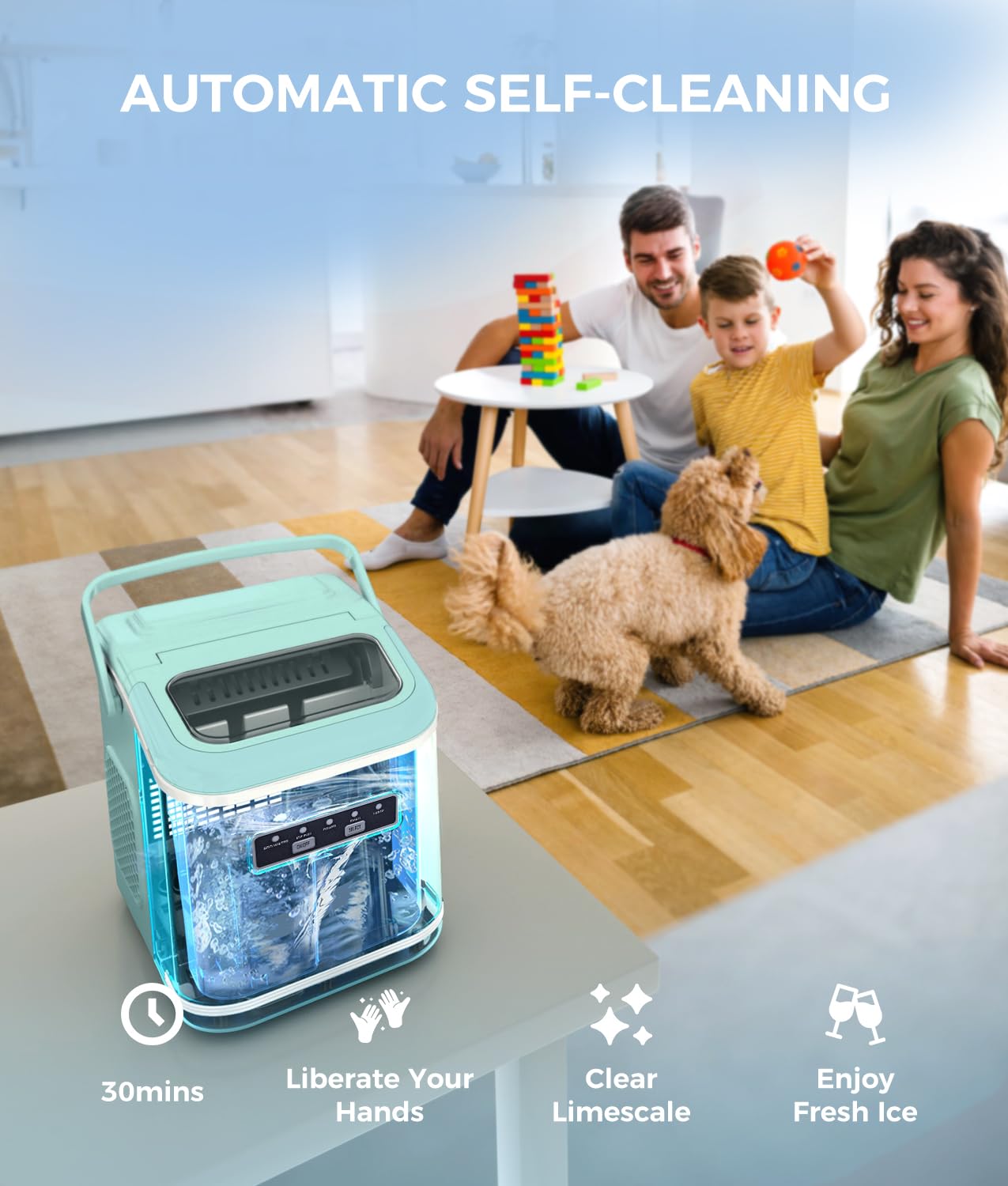 ecozy Commercial Under Counter Ice Maker Machine, 80 Lbs/Day, 24 Lbs Storage, Automatic Cleaning/24H Timer/Smart LCD Panel, for Commercial & Home Use on Fridge.com