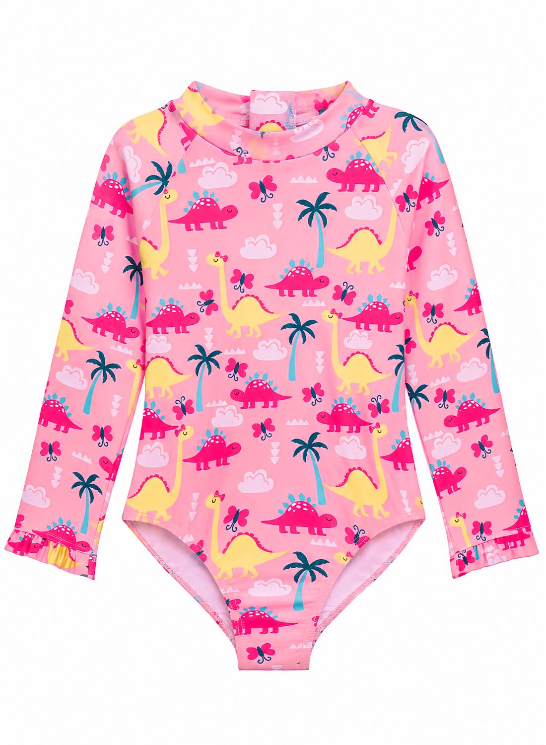 Alakuoti Long Sleeve One Piece Ruffle Swimsuit for Toddler Girls Baby Girl Rashguard Shirt with UPF 50+ Sun Protection