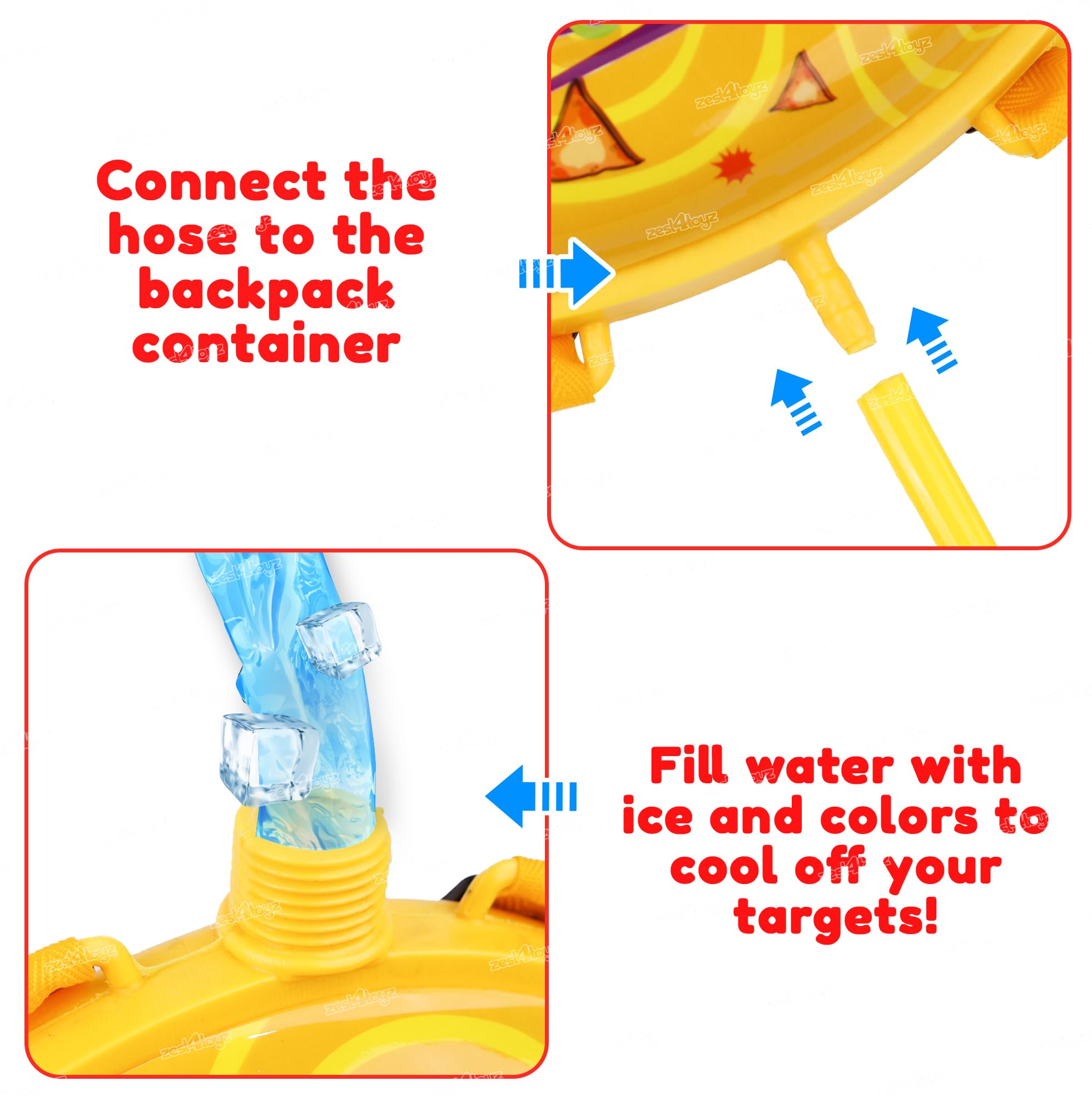 Zest 4 Toyz Holi Pichkari Water Gun for Kids Backpack Tank Holi Water Gun with 1 Pkt Holi Color and 100 Balloons for Holi Celebration - Boys and Girls (Rocket Tank) - Motu Patlu 3