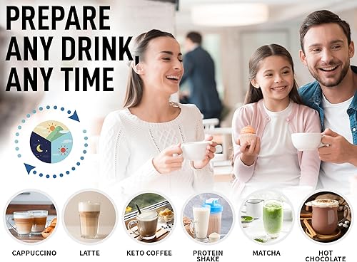 Miniatura 7 de Zulay Kitchen - Espumador de leche eléctrico de mano con pilas AA Duracell batidora de bebidas resistente para café, latte, capuchino y más, menta