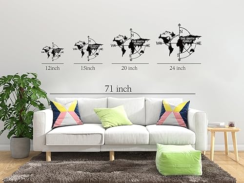 Miniatura 6 de YTDESIGN Brújula de arte de pared de mapa del mundo de metal personalizado, obra de arte de decoración de pared de metal personalizado, decoración