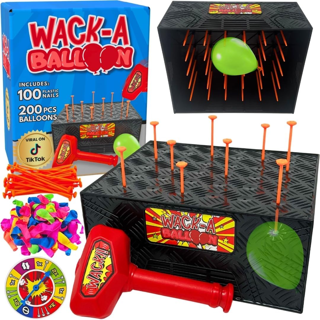 Wack A Balloon Party Edition Pop Game for Kids and Adults, Interactive Balloon Popping Party Gift for Game Night, Family Fun and Classrooms, Ages 4+
