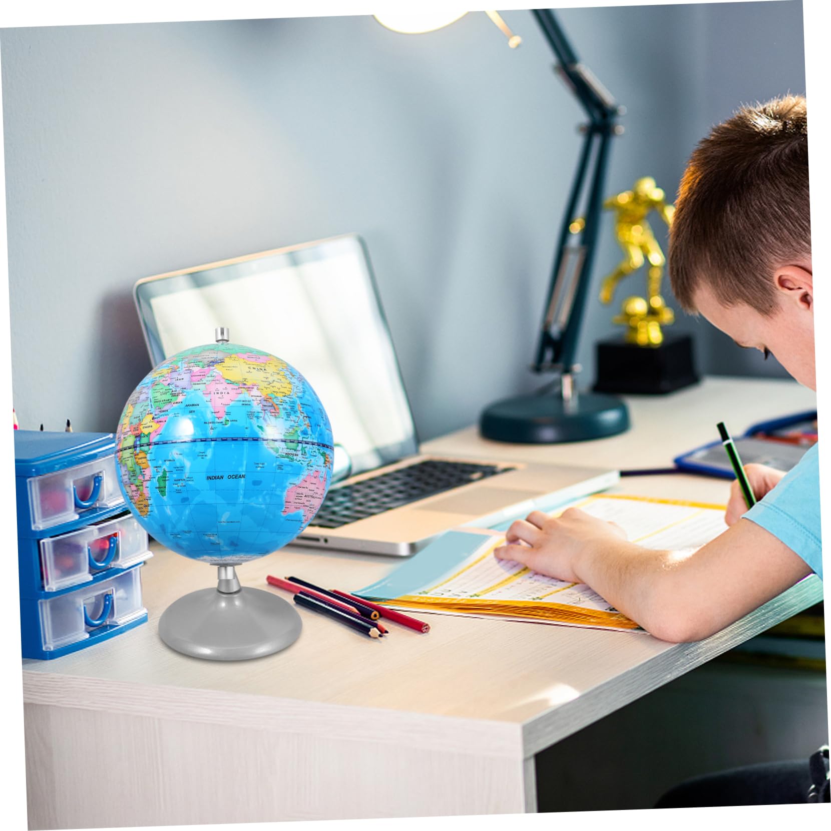 Globo Terráqueo de Mesa 20cm de Hierro para Niños y Estudiantes