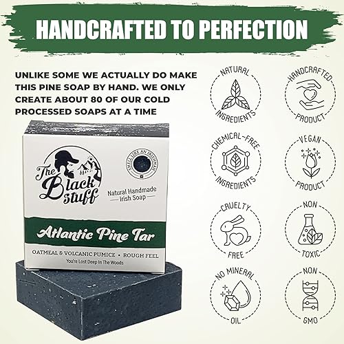 Miniatura 5 de The Black Stuff Jabón de alquitrán de pino – Jabón en barra para hombre hecho con alquitrán de pino, ingredientes orgánicos y aceites esenciales –