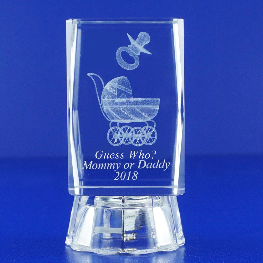 12 pcs Personalize Custom Laser Etched Engraving 3D Baby Carrige, Pacifier Crystal Glass Cube for Baby Shower (3