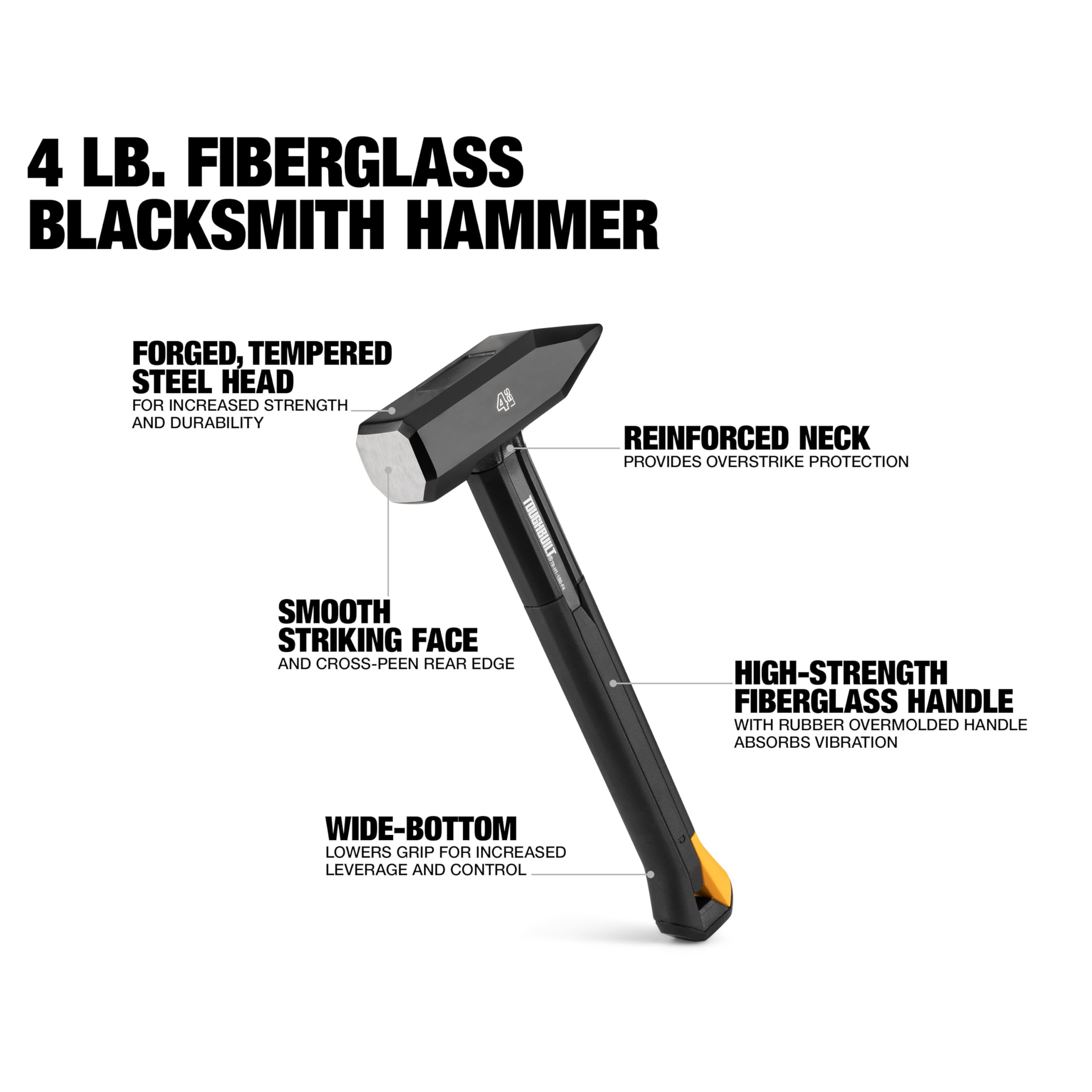 ToughBuilt Fiberglass Blacksmith Hammer - Mini Sledge -6