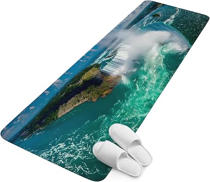 Runner Rug 1.64x5.25, Turquoise Seaside Non Slip Backing Floor Mats Soft Area Rugs, Absorbent Muddy Dirt Trapping Carpet for Entryway Hallway Kitchen Bedroom Coastal Waves Nautical Ocean Summer