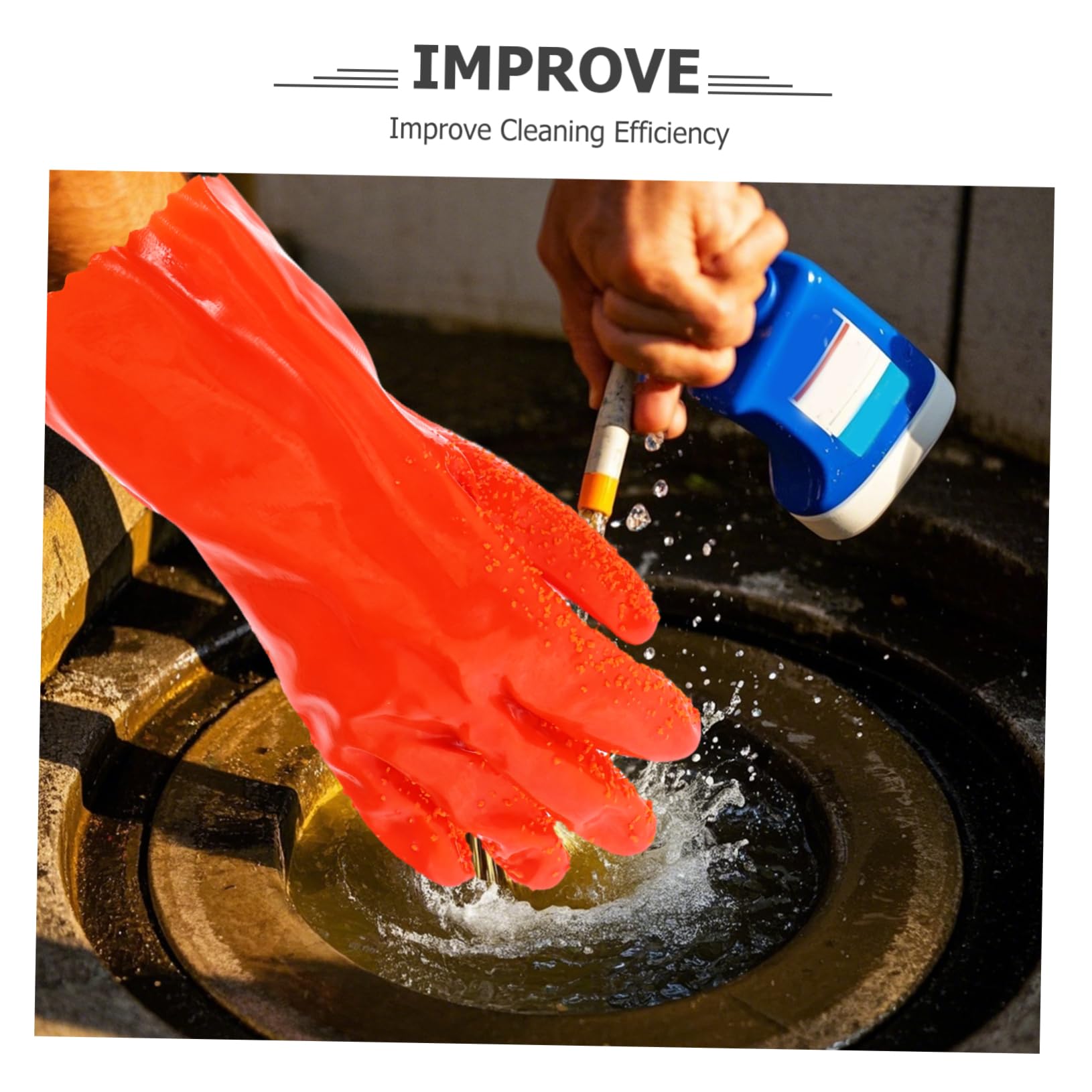 POPETPOP 6 Pares de Guantes para Limpieza de Tuberías Resistentes Abrasión, Impermeables de Goma para Uso Industrial y Sistemas de Drenaje Comercial