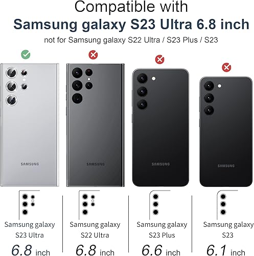 Miniatura 7 de Hoerrye Protector de lente de cámara para Samsung Galaxy S23 Ultra compatible con fundas vidrio templado 9H antiarañazos círculo de protección de