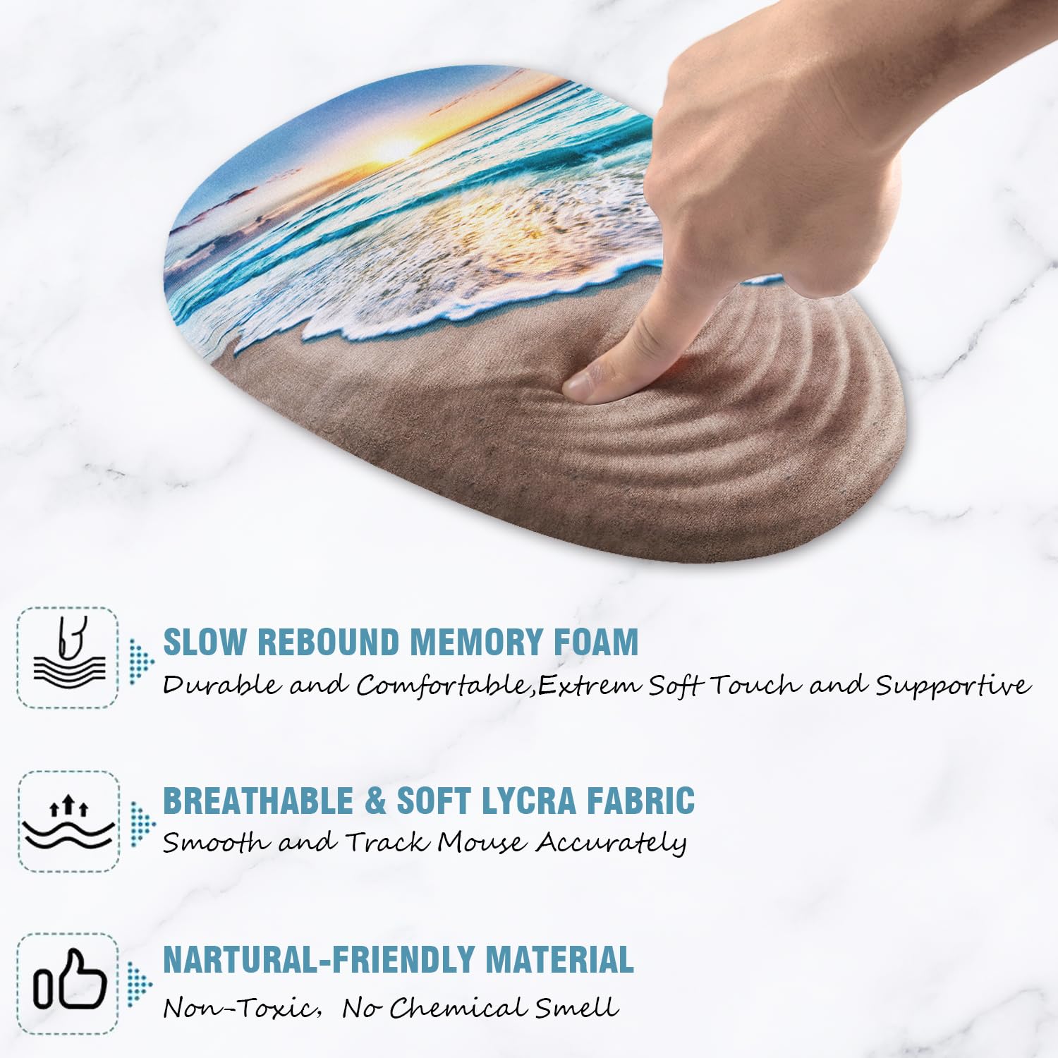 Tappetino per mouse con poggiapolsi, tappetino per mouse ergonomico con supporto per il polso, in memory foam e base antiscivolo in PU con design a cuneo a gradini per alleviare il dolore,