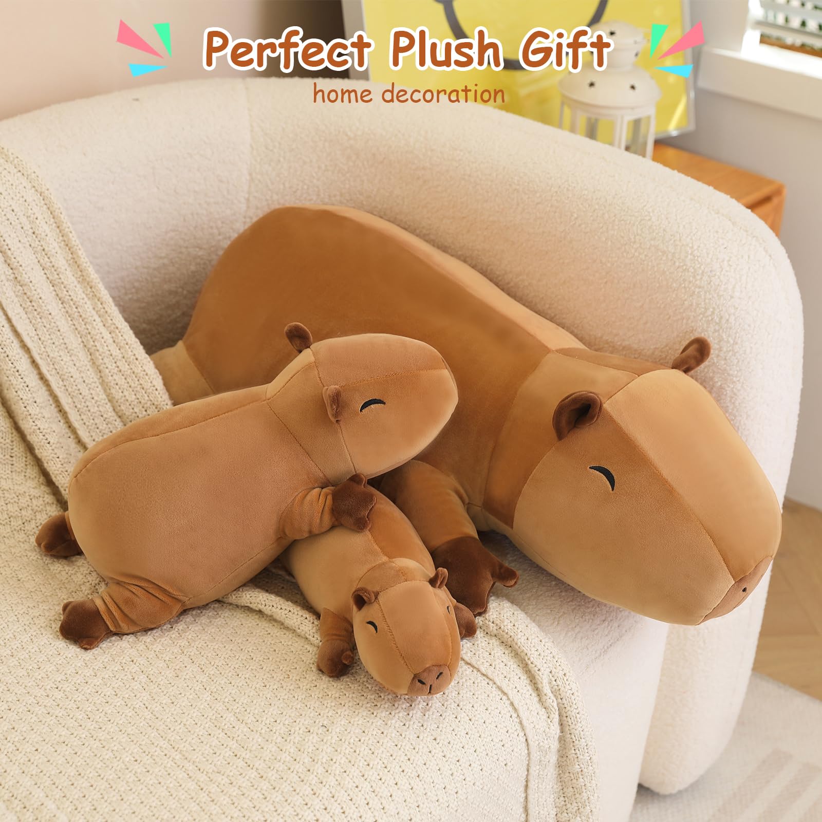 SQEQE Beschwertes Capybara Plüschtier Süßes Wasserschwein Kuscheltier Plüsch Kissen Plüschspielzeug Stofftier Prezent dla dzieci i dorosłych 60 cm