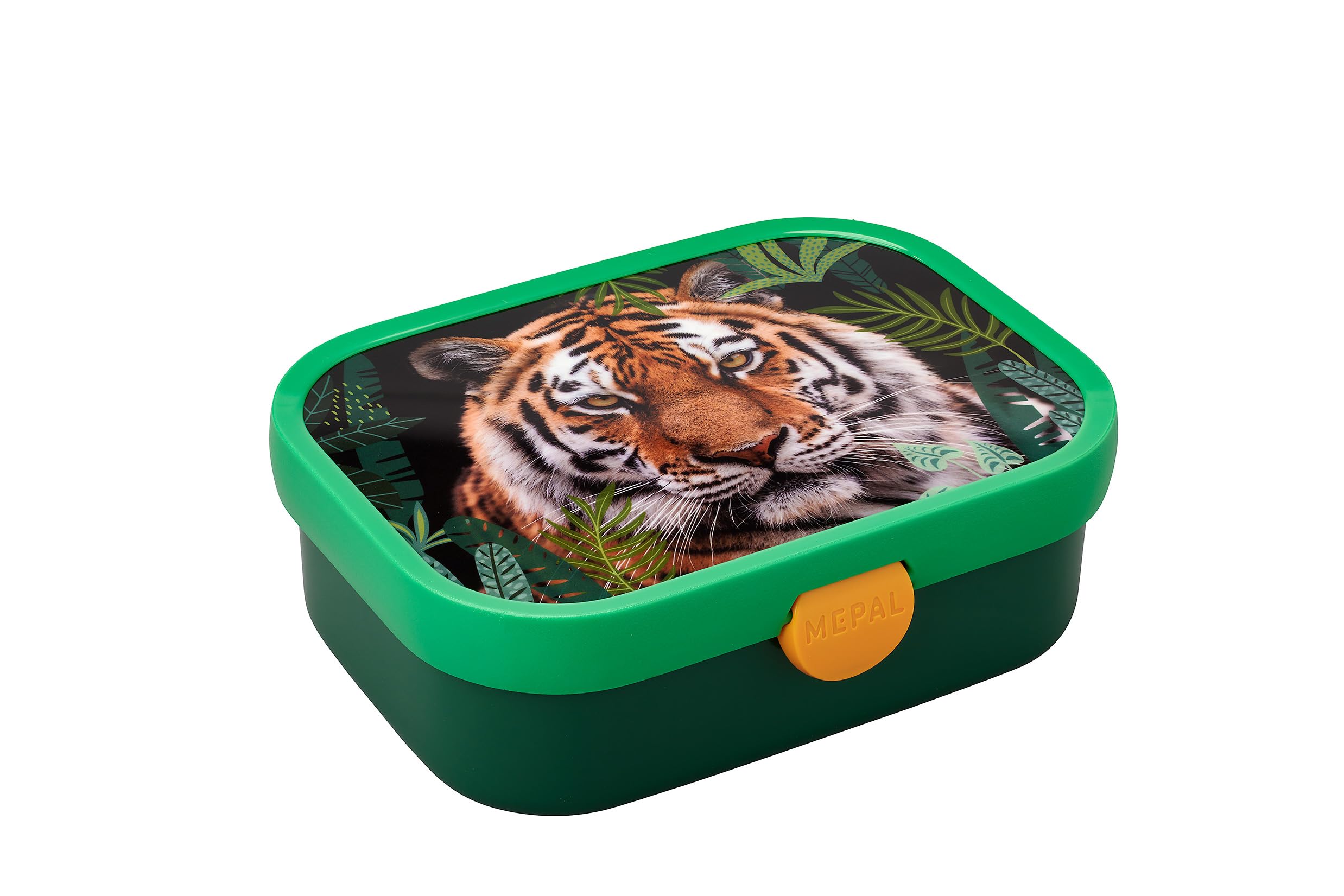 Mepal - Brotdose Kinder Campus - Bento Box Kinder - Brotdose Kinder mit Fächern & Gabel - Meal Prep Box mit Clip-Verschluss - BPA-frei & Spülmaschinenfest - 750 ml - Wild tiger