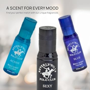 Beverly Hills Polo Club Men's Luxury Body Spray Gift Set - 3 x 3 oz Distinct Designer Fragrances for All-Day Freshness, Gym, Travel & Everyday Confidence (Silver Collection)