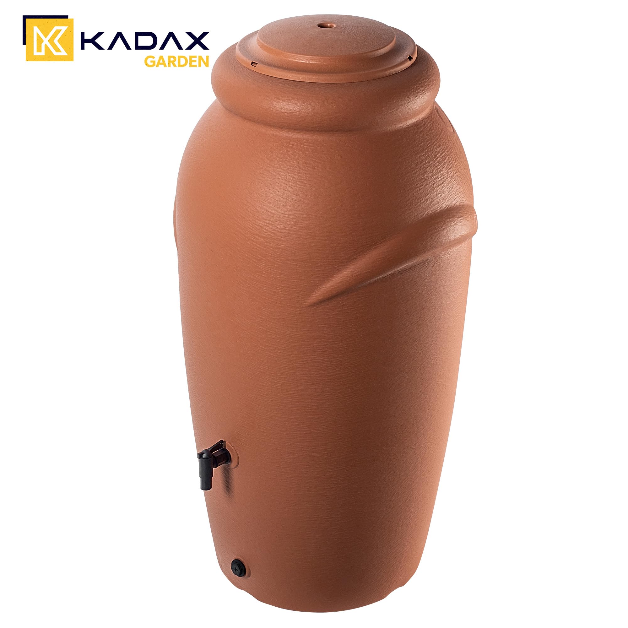 KADAX Zbiornik na deszczówkę 210 l, mrozoodporny, z kranem, donicą i pokrywą, dekoracyjny, do ogrodu, oszczędza wodę