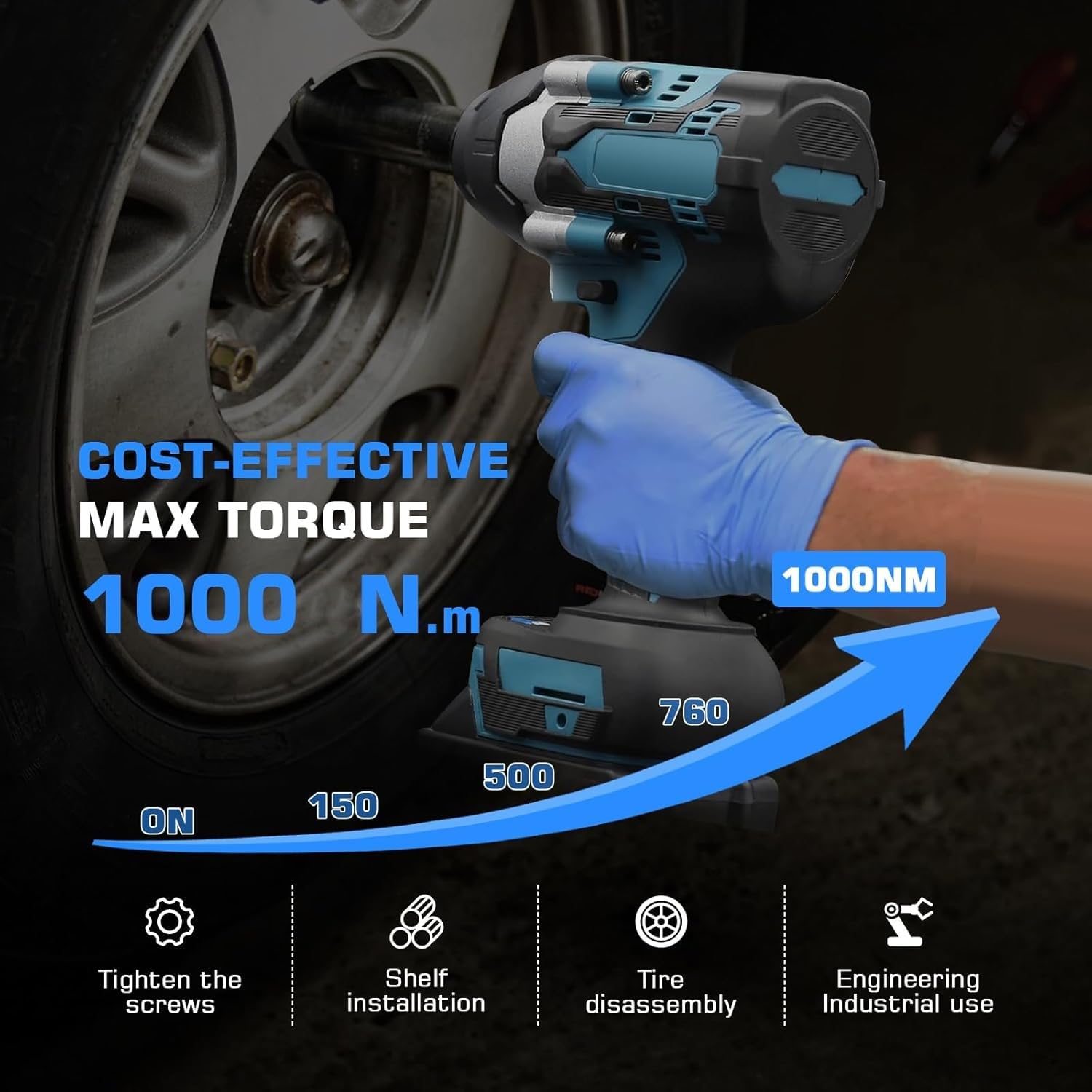 LIROPAU Avvitatore a Impulsi Brushless, 1/2" 1000Nm Chiave a Urto Elettrica compatibile M-akita 18V, Coppia Elevata Avvitatori a Massa Battente con 6 bussole, Trapano Batteria per Auto e Casa