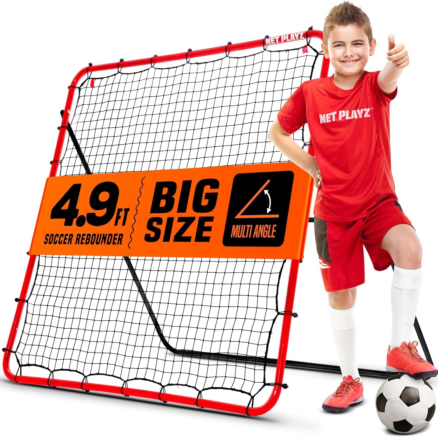 Voetbal Rebound-net Kinderen Rebound-net Kickback Hulp Doel Soccer Trainingsapparatuur voor Kinderen Tuin Buiten Blauw 65cmX65CM
