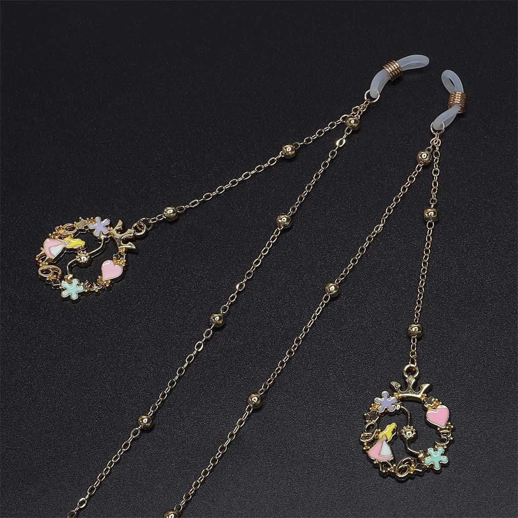 Blumenmädchen Gold Pfirsich Herz Perlen Brillenkette Metallkette Brillenkette (D Talla ?nica)