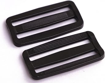 Shapenty 2 Inch Black Plastic Tri-glide Slides Button Adjustable Webbing Triglides Slider Buckle for Belt Backpack and Bags, 8PCS