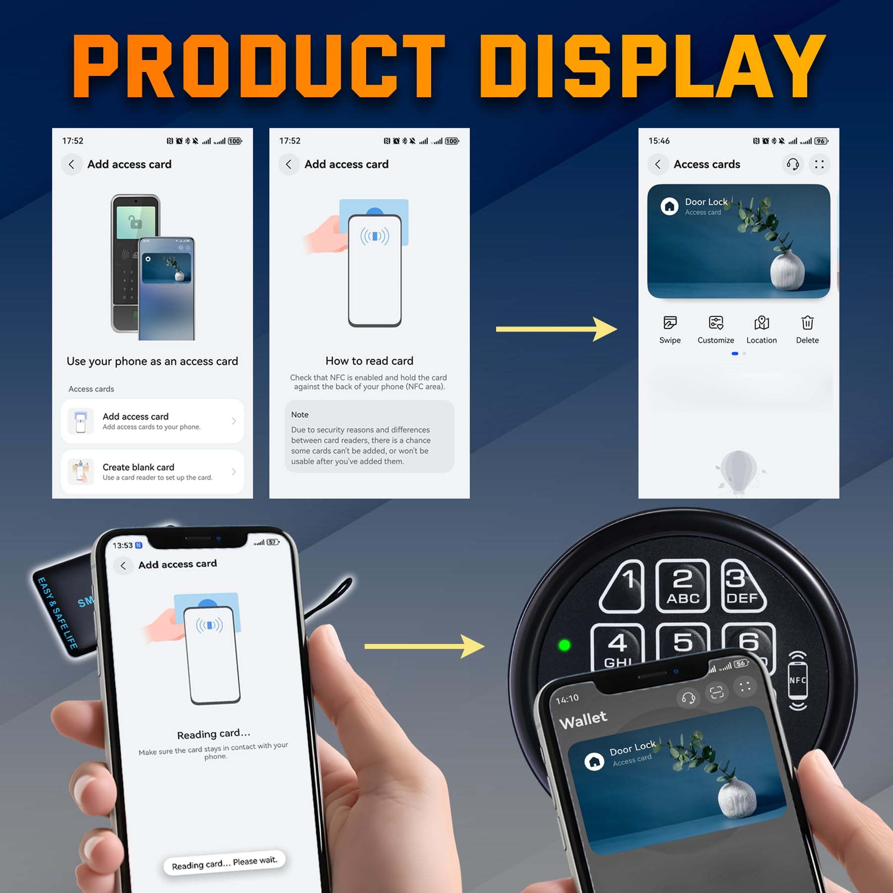 Elektronisches Safe Lock Ersatztastatur mit Magnetschloss & 2 Override-Tasten-NFC-Funktion (mit 2 NFC-Karten), programmierbarer Safe Keypad für schnellen sicheren Zugriff, passend für Safe Boxen