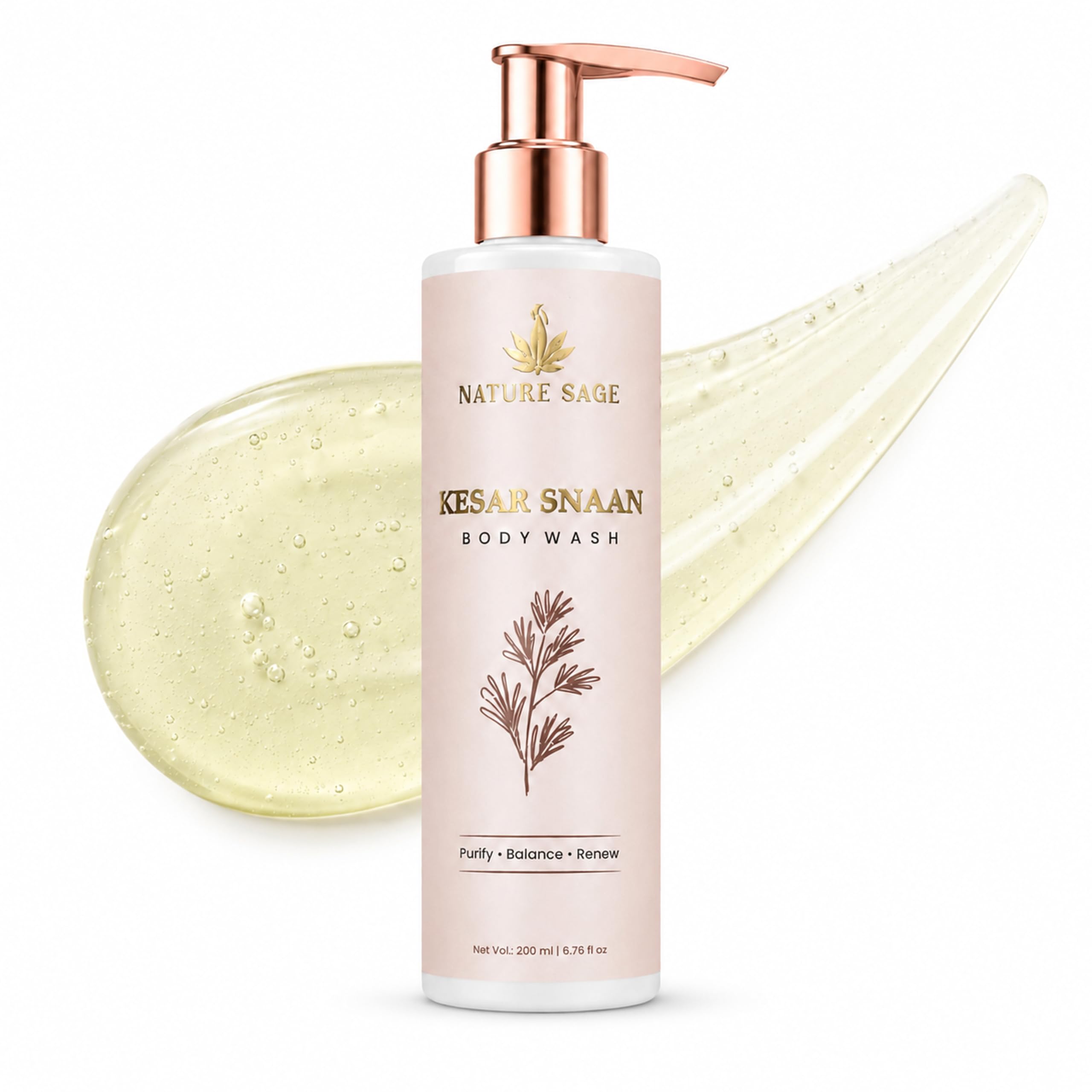 Nature SageKesar Snaan Body Wash | Daily Hydrating Body Cleanser | Helps Cleanse, Refresh & Revitalize Skin | Pump Bottle | For All Skin Types | 200 ml-image-4