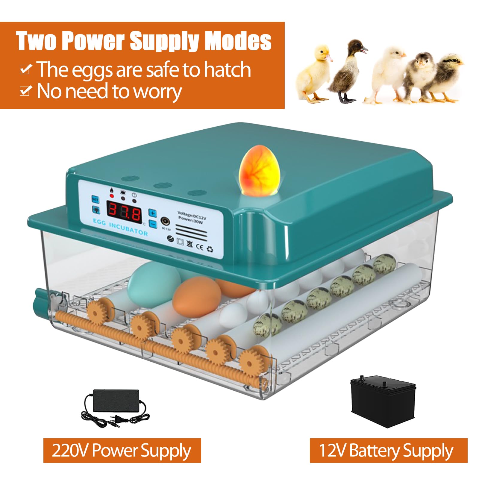 Incubatrice per Uova Automatica Incubatrice per 16 Uova Gallina Controllo Automatico della Temperatura Giratura Automatica delle Uova Design Elettrico Doppio (UK plug)