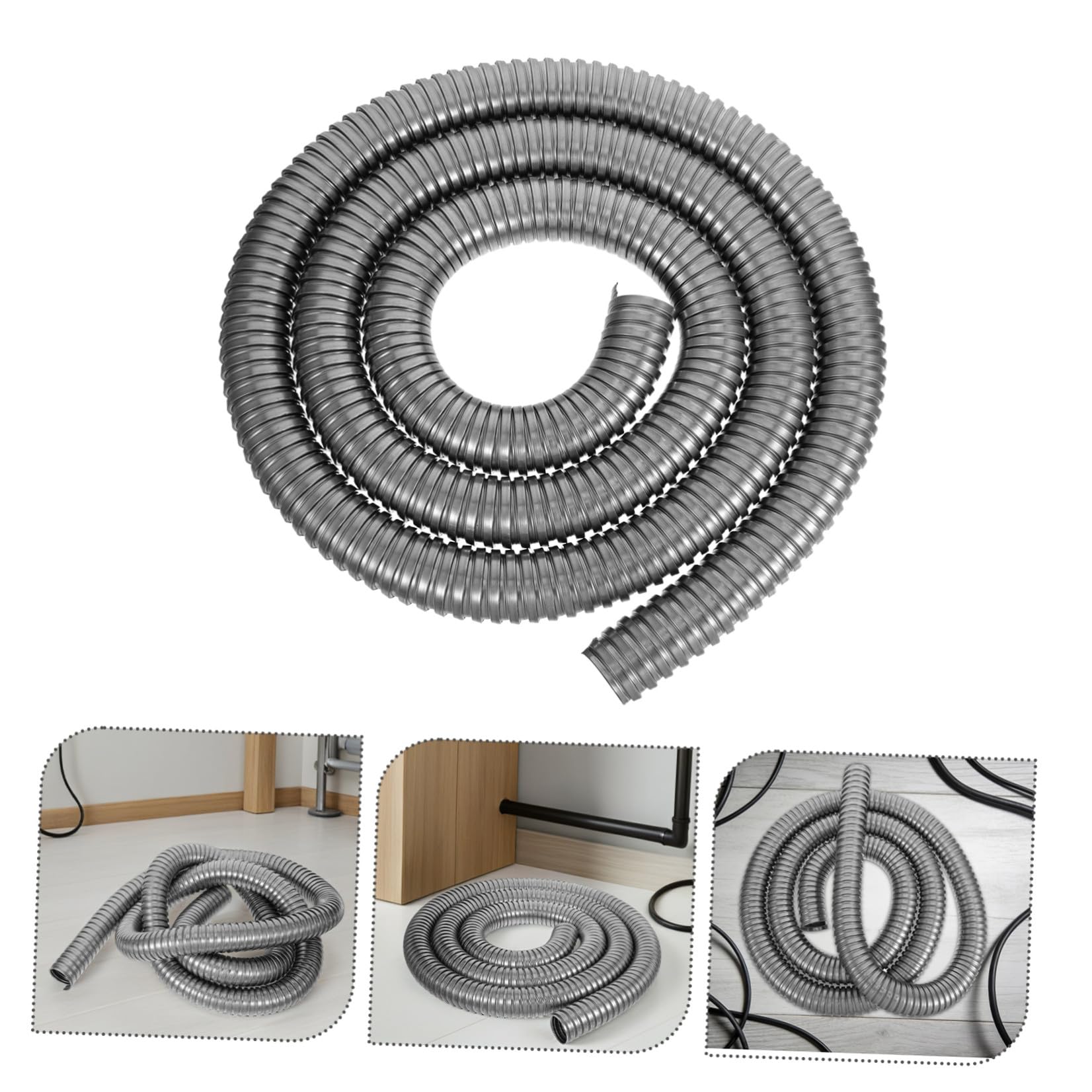 CALLARON Tubo Flessibile per Condotti Elettrici in Acciaio Inox 304 da 38mm, Guaina Protettiva Antiruggine per Cavi, Resistente alle Intemperie, per Cablaggio in Garage e Uso Esterno, 3