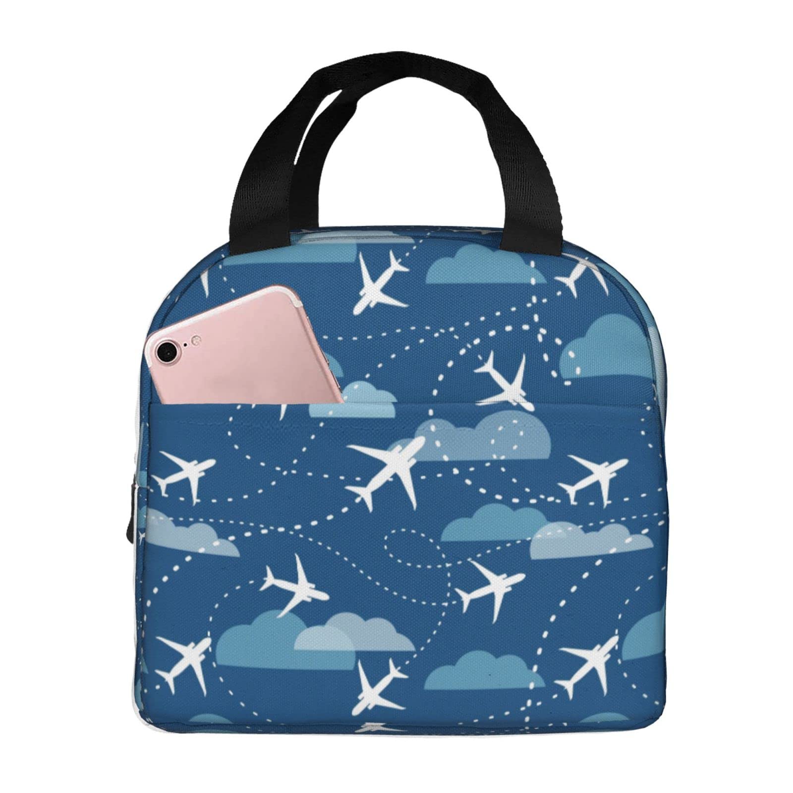 MRYUMI Airplane Aircraft Plane Pattern Lunch Bag For Women Men Aldult Insulated Lunch Tote Box For Work Office Picnic