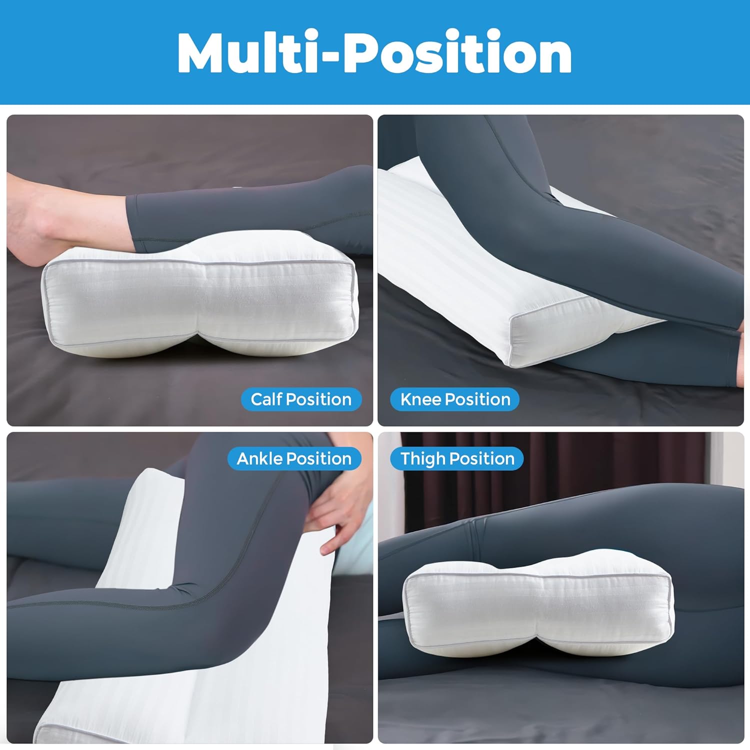 puredown Knee Pillow for Side Sleepers, Leg Elevation Pillow for Side Sleeping, Pillow Between Legs for Aligns Spine, Support for Pregnancy Relieves Pressure Hip Leg and Improve Sleeping, White
